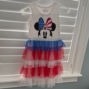 Disney Minnie Mouse Stars and Stripes Dress LG 10/12